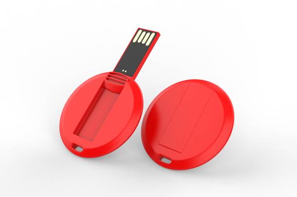 istock Round card pendrive round card shape usb flash drive for promotional branding. 3d render illustration. 1192620409