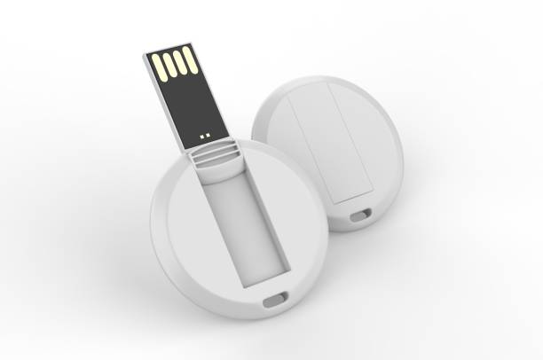 istock Round card pendrive round card shape usb flash drive for promotional branding. 3d render illustration. 1192620459