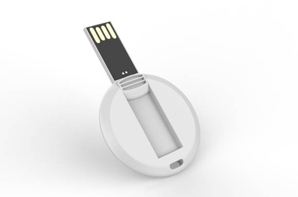 istock Round card pendrive round card shape usb flash drive for promotional branding. 3d render illustration. 1192620488