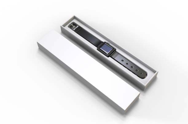istock Smart watch with hard box packaging for branding and mock up. 3d render illustration. 1192622056