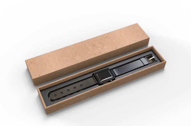 istock Smart watch with hard box packaging for branding and mock up. 3d render illustration. 1192622089