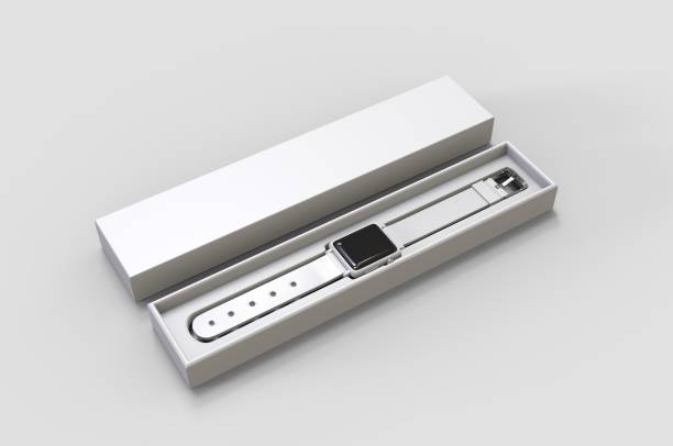 istock Smart watch with hard box packaging for branding and mock up. 3d render illustration. 1192622093