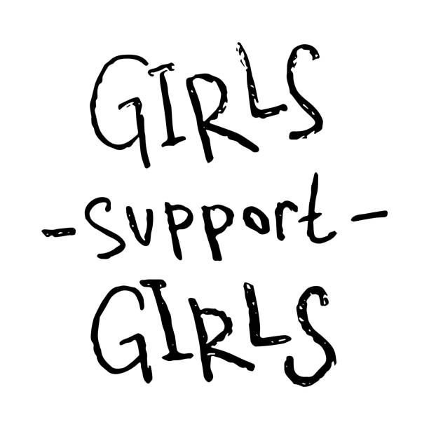 istock Girls support girls! - hand drawn inscription 1192624967