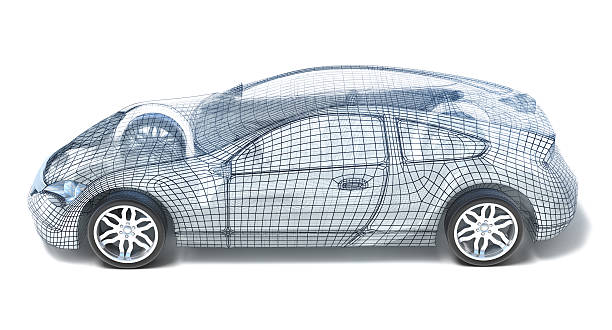 istock Wireframe of a sport car on white background 119262728