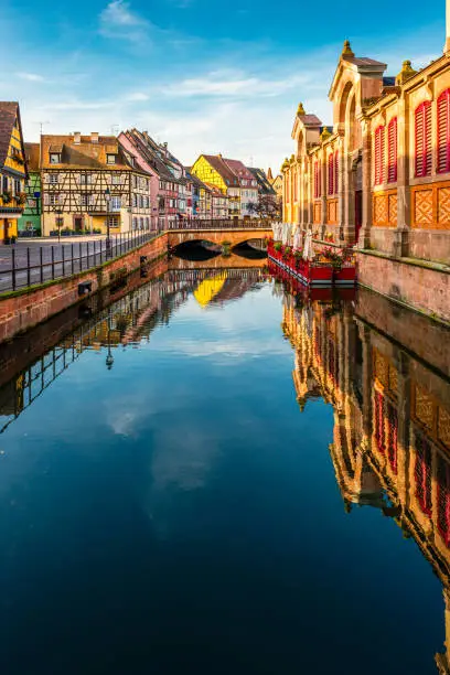 Colmar is a very famous town with many half-timbered houses  in Alsace in France.