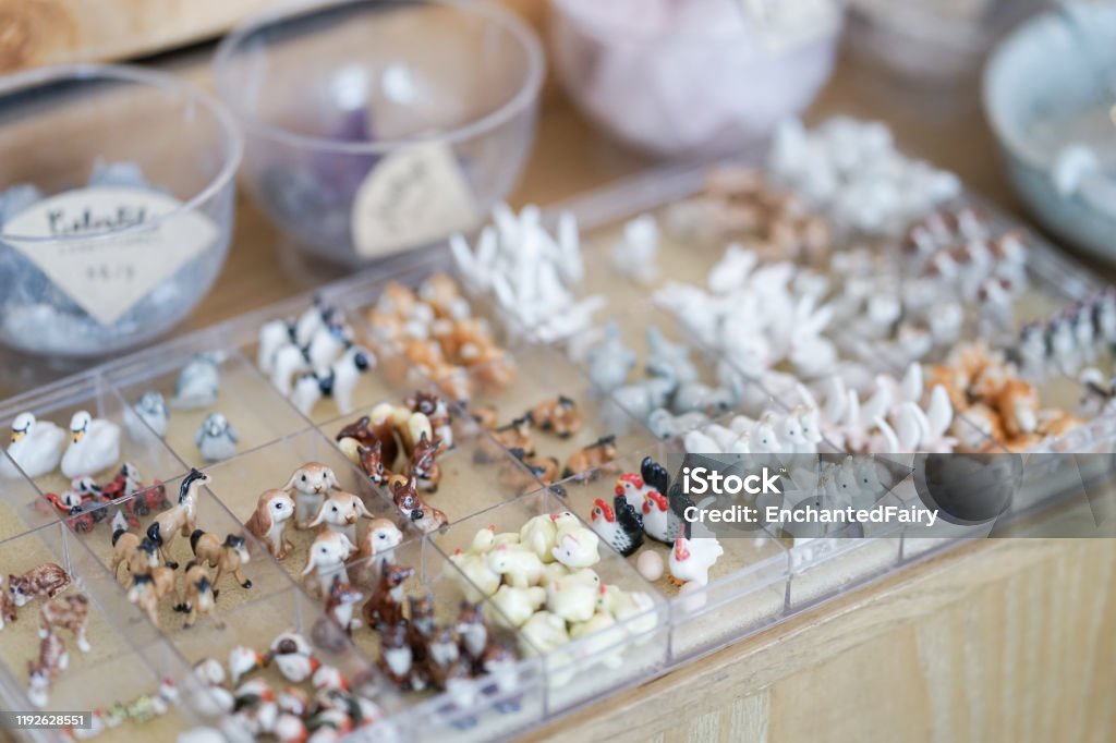 Ceramic Animals Miniature Ceramic Animals Selling At The Weekend Markets  These Miniature Animals Are For The Terrarium Decoration To Make It More  Like Ecology System Soft Focus On The Rabbit Stock Photo -