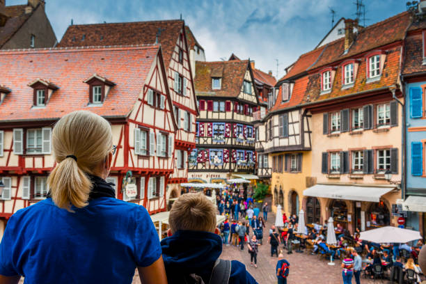 Colmar is a very famous town with many half-timbered houses  in Alsace in France.