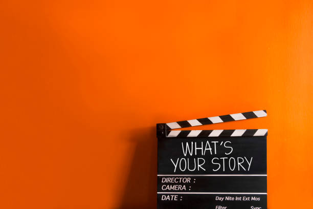 What's your story.world title on film slate concept idea on film slate for movie maker world title stock pictures, royalty-free photos & images