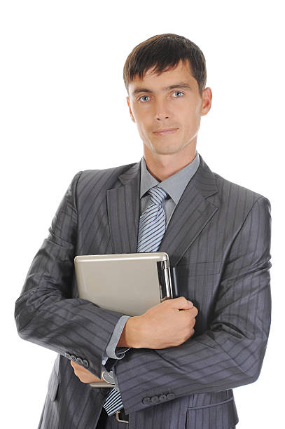 istock Businessman holding laptop 119263474