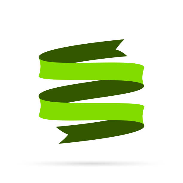 grünes band isoliert auf weißem hintergrund - design element - banner origami ribbon green stock-grafiken, -clipart, -cartoons und -symbole