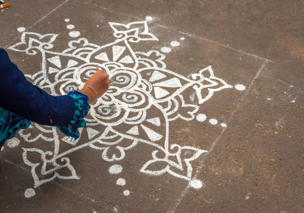 Agartala,Tripura,India,14-01-2023: Villagers of Lankamura paint \