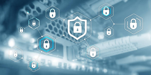 istock Cyber security data protection information privacy concept of blurred server room background 1192642410