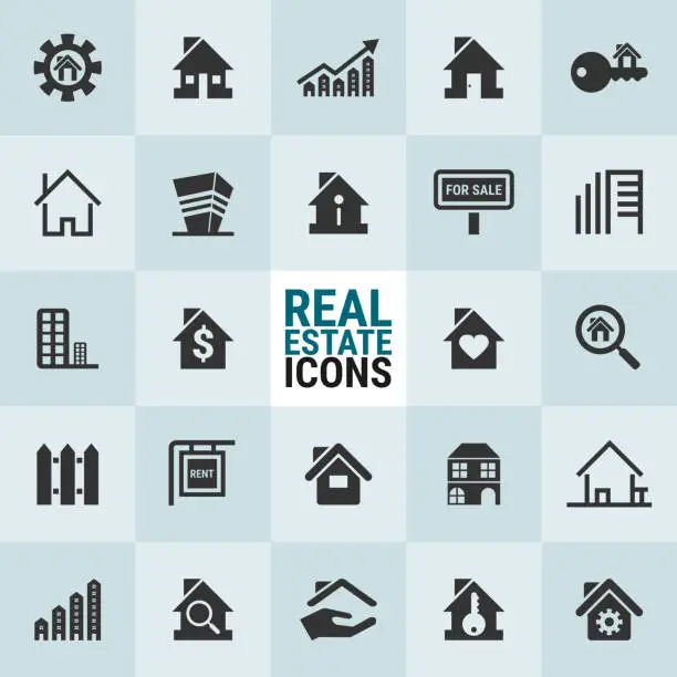 Vector illustration of Excellent Real estate icons for designers