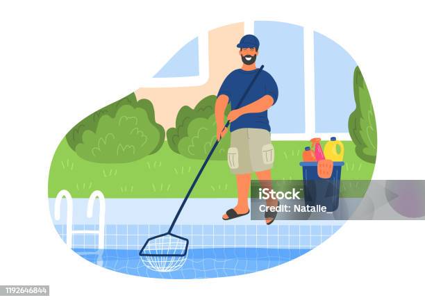 Pool Cleaner Vector Pool Maintenance Swimming Pool Cleaner Stock Illustration - Download ...