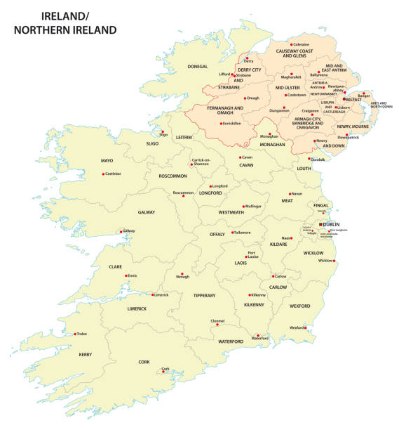 illustrations, cliparts, dessins animés et icônes de carte administrative de l'irlande et de l'irlande du nord - cork