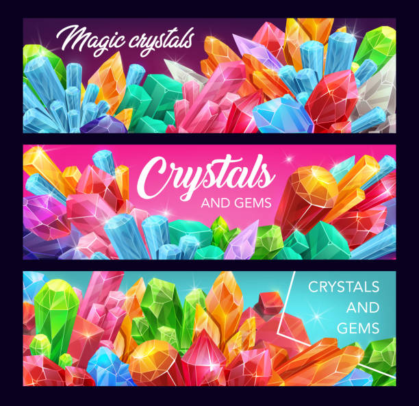 ilustrações de stock, clip art, desenhos animados e ícones de magic crystals, presious gemstones and minerals - malachite mineral stone jewelry