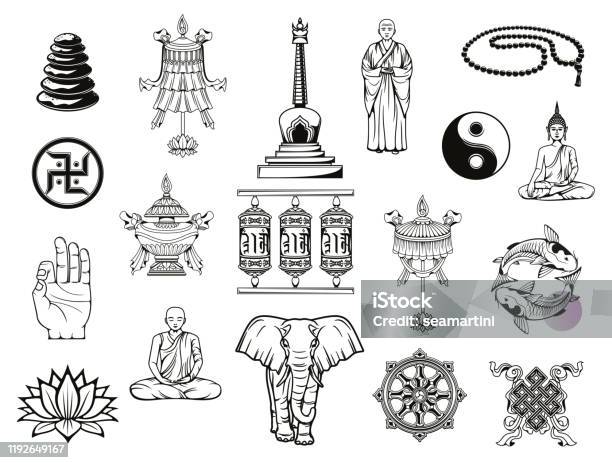 Buddhism Religion Symbol Buddha Ying Yang Lotus Stock Illustration -  Download Image Now - Tibet, Cultures, Chinese Culture - iStock
