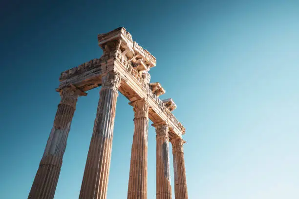 Photo of Amazingly Temple of Apollon ancient ruins. Apollon temple in Side antique city, Antalya, Turkey