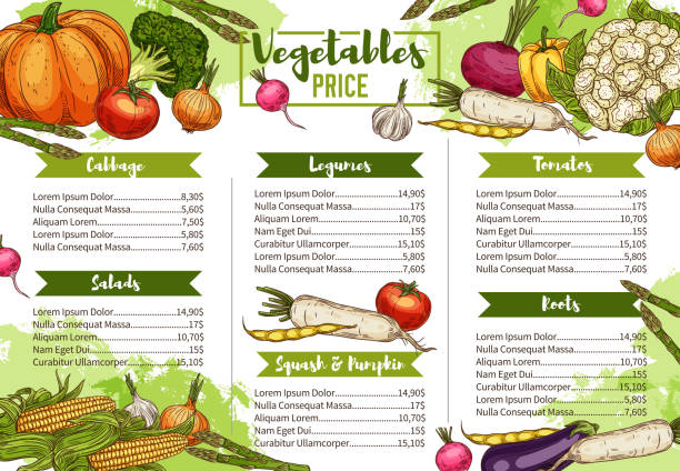 warzywa, wegetariańskie menu menu spożywcze - vegetable leek kohlrabi radish stock illustrations