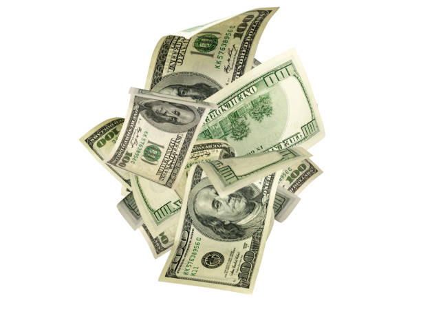 istock Money stack. Hundred dollars of America. Falling money isolated, us bill. 1192651271