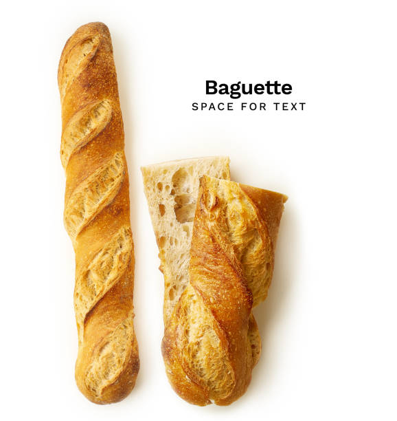 классический французский багет изолирован на белом фоне. копирование пространства - baguette french culture bun bread стоковые фото и изображения