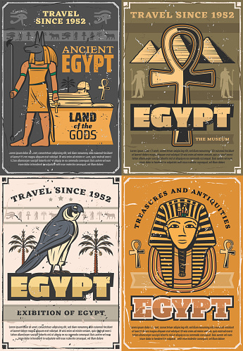 Gods of ancient Egypt, coptic cross, falcon bird