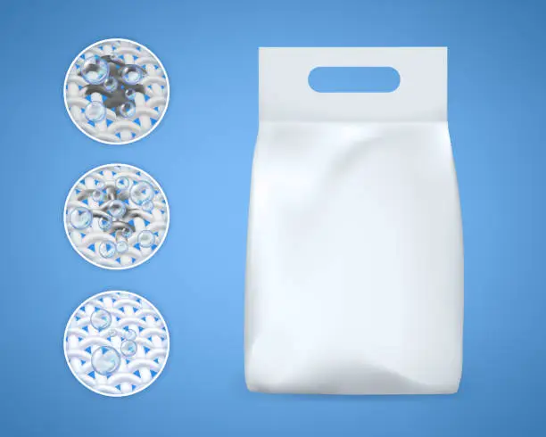 Vector illustration of Laundry detergent or washing powder 3d mockup