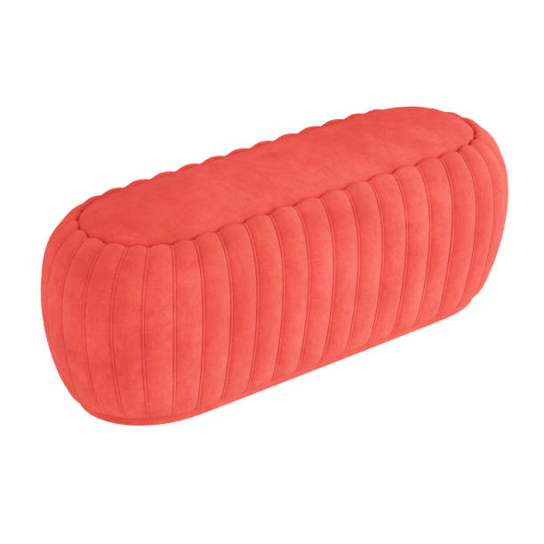 istock Round red velvet cloth pouf on a white background. 3d rendering 1192654760
