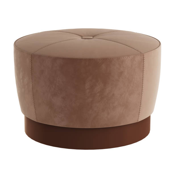 istock Round velvet brown cloth pouf on a white background. 3d rendering 1192654799