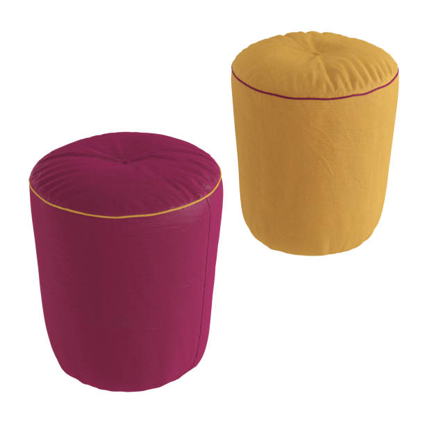 istock Two round cloth pouf color on a white background. 3d rendering 1192654817