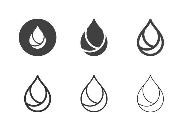 ikony oleju - multi series - computer icon symbol oil industry power station stock illustrations