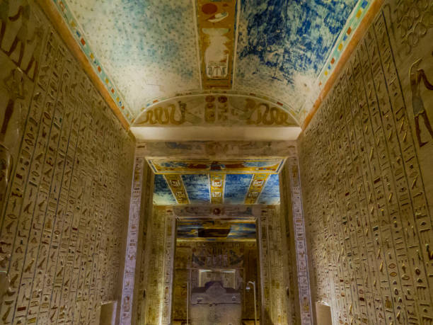 Tomb of King Ramses IV, Valley of the Kings, Luxor, Egypt View of the Sarcophagus of the Tomb of King Ramses IV in the Valley of the Kings. pharaonic tomb stock pictures, royalty-free photos & images