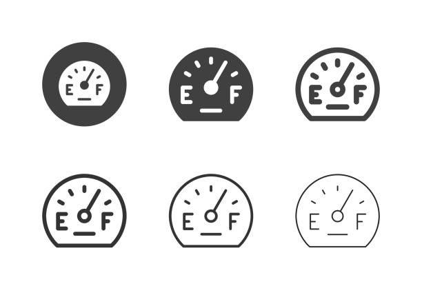 ikony miernika paliwa - multi series - gas gauge full empty stock illustrations