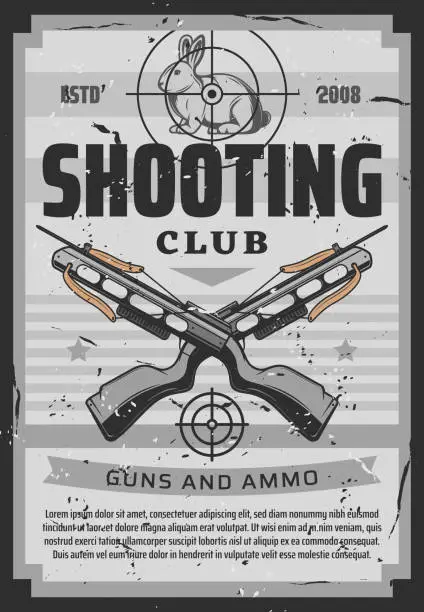 Vector illustration of Crossed crossbow or arbalests, shooting club