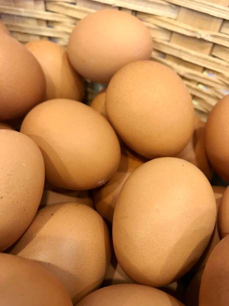 istock Natural village eggs in basket 1192663970