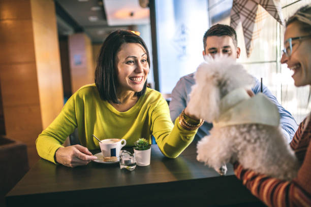 istock Friends relaxing around a table at a coffee shop 1192664463