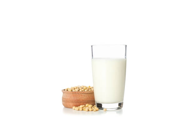 istock Glass soy milk and soybeans isolated on white background 1192666789