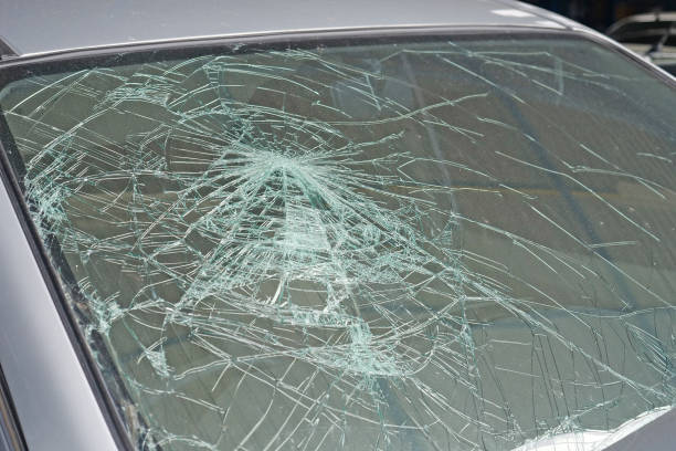 istock Broken car windshield. Accident of car 1192669969