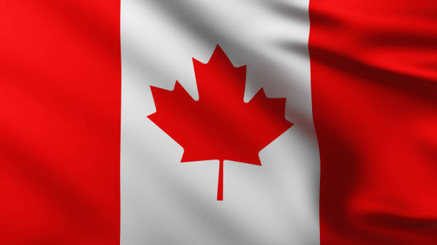 istock Large Canadian Flag background in the wind 1192671069