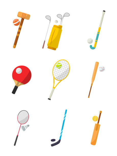 illustrations, cliparts, dessins animés et icônes de ensemble d'illustrations de vecteur d'équipement sportif - tennis club