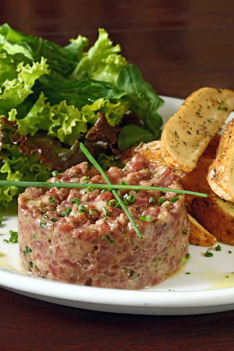Steak Tartare with Salad and Chips