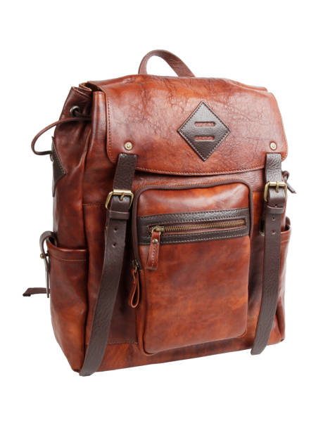 istock New brown leather bag or backpack isolated on white 1192675255