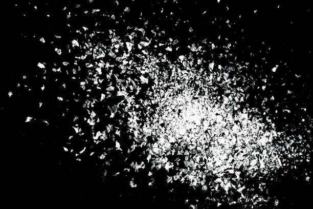 istock Snow overlay background isolated on black. 1192676342