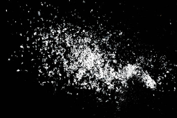 istock Snow overlay background isolated on black. 1192676343