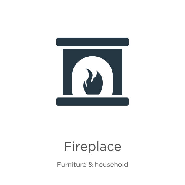ilustrações de stock, clip art, desenhos animados e ícones de fireplace icon vector. trendy flat fireplace icon from furniture collection isolated on white background. vector illustration can be used for web and mobile graphic design, logo, eps10 - fire place