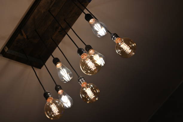 istock Beautiful retro luxury interior bulb lighting lamp decor glowing in dark. 1192678892