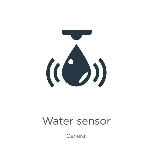 Water sensor icon vector. Trendy flat water sensor icon from general collection isolated on white background. Vector illustration can be used for web and mobile graphic design, logo, eps10 Water sensor icon vector. Trendy flat water sensor icon from general collection isolated on white background. Vector illustration can be used for web and mobile graphic design, logo, eps10 sensor stock illustrations