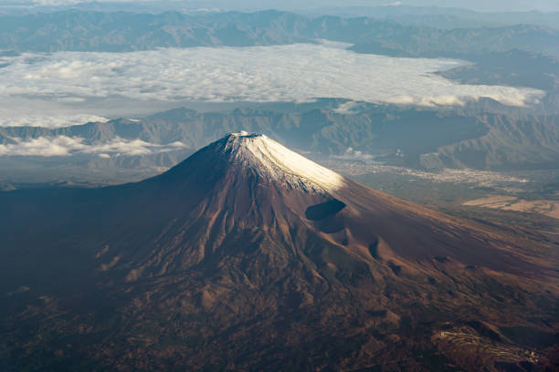istock A birds eye view close-up the Mount Fuji ( Mt. Fuji ) and blue sky 1192684625