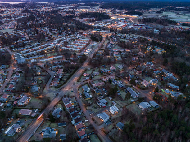 istock Aerial view over a small rural town 1192685650