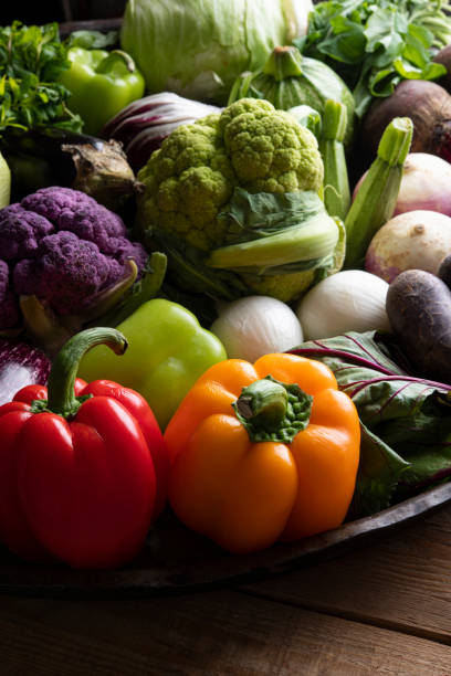 istock Large baking pan with fresh mixed colourful vegetables 1192695428